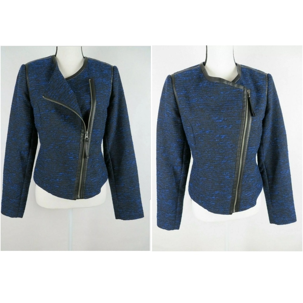 Blue & black moto style blazer